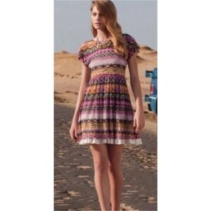 Anthropologie Weston Wear Multicolor Pink Purple Yellow Patterned Mini Dress